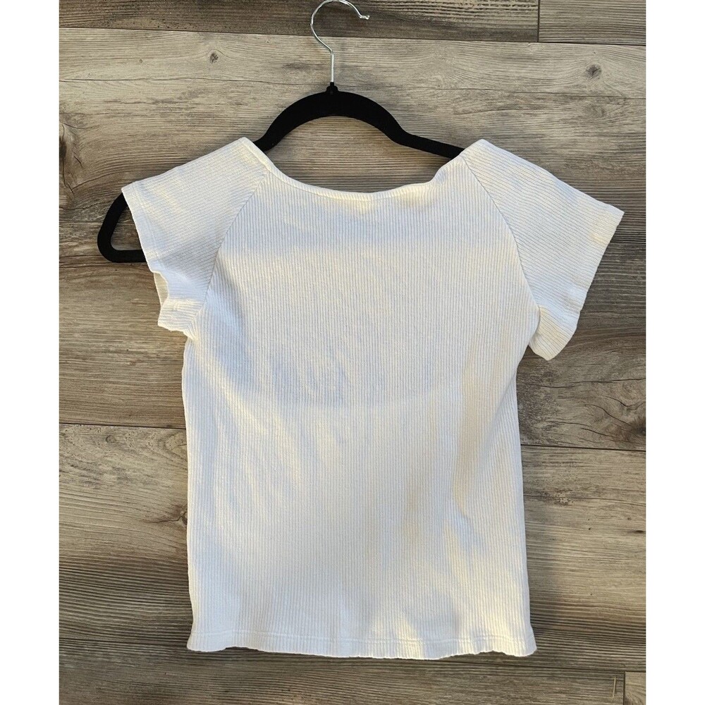 Aerie Crop Top Size Medium Ribbed Stretch White Scoop Neck Open Back